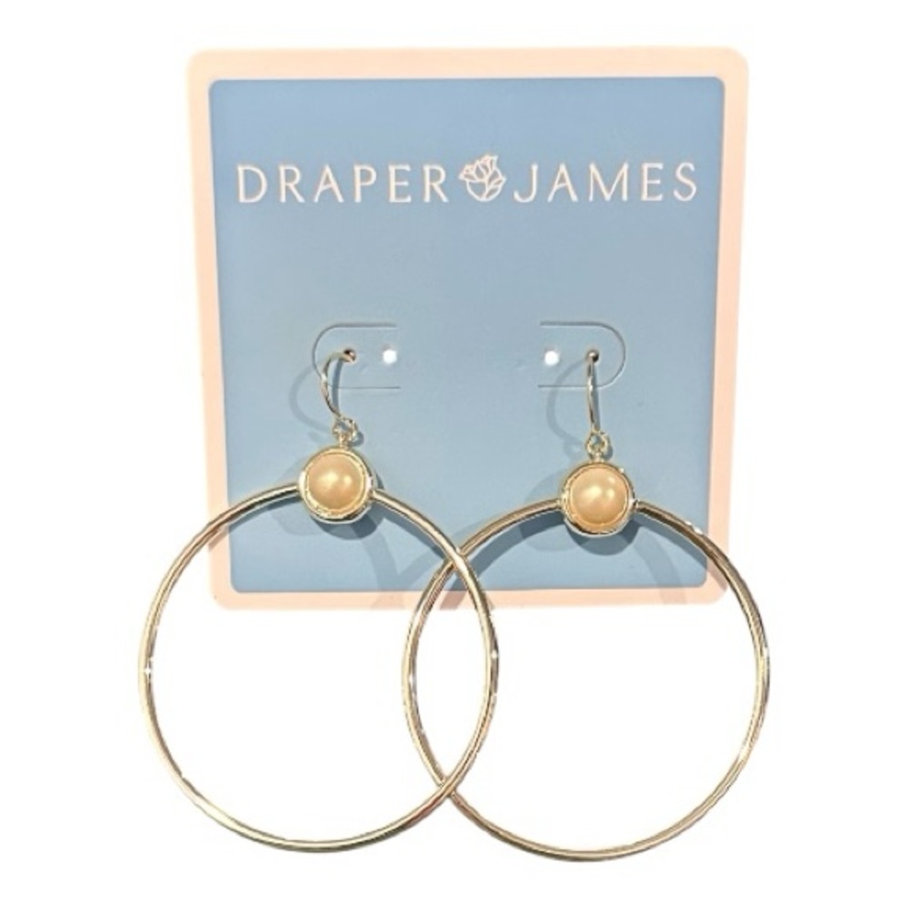 Draper & James Gold-Tone and Faux-Pearl Hoop Earrings NWT